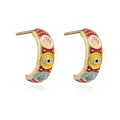 Gouden Hamsa Hand oorbellen met kleurrijk emaille en boze oog symbool op witte basis - Hamsa Boze Oog Stijl (CE00154YH)