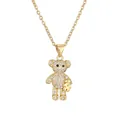 Collar de oso dorado con pavé de circonitas y un pequeño colgante de oso en miniatura - Oso de peluche