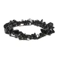 Handmade minimalist bracelet with irregular polished black obsidian natural stones - Gold Obsidian