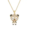 Collar con colgante de panda dorado y circonitas brillantes en una cadena delicada - Panda blanco