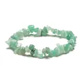 Handmade elastic bracelet with irregular light green natural crystal stone chips - Green Aventurine