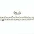 Detail of silver metal O-chain links with magnified view of craftsmanship and smooth finish - 4x3mm / Silver