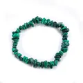 Handmade green malachite crystal chip bracelet with natural irregular stone texture - Malachite