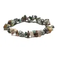 Handmade bracelet with natural irregular crushed crystal stones in mixed vibrant colors - Moss Agate