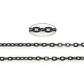 Detail of glossy black metal O-chain with micro oval links for DIY jewelry making - 4x3mm / Gunmetal