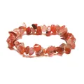 Handmade red carnelian irregular stone bead bracelet for women on white background - Red Agate