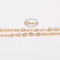 Golden O-shaped link chain for DIY jewelry making with detailed oval link close-up - 5x4mm / Gold