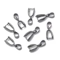 Set of eight gunmetal black copper pinch bails for DIY jewelry necklace pendants - Gunmetal