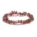 Handmade stretch bracelet featuring irregular natural strawberry quartz crystal beads - Strawberry Quartz