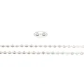Slim silver O-chain necklace link with macro magnification of metal ring details - 5x4mm / White K/Silver