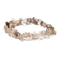 Handmade elastic bracelet with natural mixed crystal stone chips and polished clear quartz - Rutilated Quartz