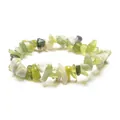 Handmade elastic bracelet with natural green and yellow tumbled stone crystal chips - Green
