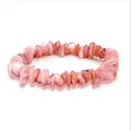 Handmade pink natural crystal stone bracelet with irregular polished shell beads - Pink