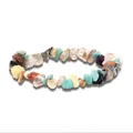 Handmade elastic bracelet with colorful mixed natural tumbled stone beads in various hues - Multi-color