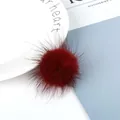 Deep red mink fur ball pom pom for handmade earring jewelry DIY accessories - 3.5cm Diameter / Burgundy