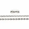 Silver stainless steel oval link chain for DIY jewelry making with macro detail view - 3x2mm / White Gold