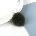 Deep olive green mink fur ball pendant for DIY jewelry and earring accessories - 3.5cm Diameter / Olive Green
