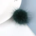 Deep green 3.5cm fluffy mink fur ball pendant for DIY jewelry and earring making - 3.5cm Diameter / Dark Green