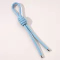 Handmade light blue leather Peruvian knot keychain accessory with metallic ends - Total length approx. 18cm (Peru knot approx. 18x30mm, cord thickness approx. 5mm) / Blue (1 Piece/Pack)