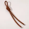 Handmade brown leather spiral knot keychain with silver metal end caps and textured finish - Total length approx. 18cm (Peru knot approx. 18x30mm, cord thickness approx. 5mm) / Brown (1 Piece/Pack)