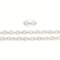 DIY silver metal O-chain extension with polished oval links for jewelry making - 4x3mm / White Gold