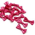 Vivid rose red satin ribbon bows for DIY hair accessories and gift wrapping - 3cm x 1.5cm (25 Pieces/Pack) / Rose Red