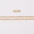 DIY gold metal O-chain extension with close-up macro view of high-shine oval link craft - 3x2mm / Gold