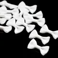 Handmade white satin ribbon bow for DIY hair accessories and garment embellishments - 3cm x 1.5cm (25 Pieces/Pack) / White