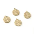 Four golden clover pendants featuring engraved Chinese characters for DIY jewelry making - Fairy Mine Chinese Round Disc (FGT671)