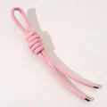 Pink leather knot keychain charm with silver metal ends and twisted rope design - Total length approx. 18cm (Peru knot approx. 18x30mm, cord thickness approx. 5mm) / Pink (1 Piece/Pack)