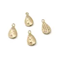 Ciondolo Buddha dorato a forma di goccia per gioielli fai da te con finitura lucida - Ciondolo Buddha a Goccia (FGT671)