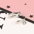 Silver metal screw-on U-shaped clip-on earring converter with loop for DIY jewelry - U-shaped Ear Clip / 6x13mm (20 Pieces/Pack) / White Gold