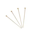Four golden stainless steel ball head pins for DIY jewelry making on white background - 0.6x35mm / 50 Pieces / Gold