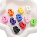 Colorful acrylic alphabet beads with letter B for DIY jewelry and phone charms - Letter B / 10 Pieces Pack / Random Mixed Colors