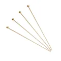 Set of four polished gold stainless steel ball head pins for DIY jewelry making - 0.6x50mm / 50 Pieces / Gold