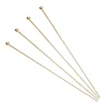 Set of 4 gold stainless steel cocktail picks with ball top design for drink garnishing - 0.6x70mm / 50 Pieces / Gold
