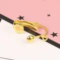Polished gold U-shaped screw-on earring converter for DIY non-pierced jewelry making - Ball Head Ear Clip with Ring / 14x17mm (10 Pieces/Pack) / Gold