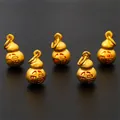 Set di 5 ciondoli a forma di zucca dorata con carattere Fu rosso per gioielli fai da te - Stile Zucca della Fortuna / 8x15mm