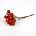 Artificial deep red star rose buds with green leaves for DIY hair accessory making - Approx. 24cm Long (1 Bundle/Pack) / Burgundy