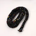 12mm schwarze Polyester-Hohlkordel mit bunten Fasern für DIY-Handwerk und Schlüsselanhänger - Schwarz