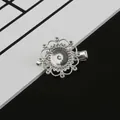 Support de barrette à cheveux argenté style baroque rétro pour création DIY - Pince Bec de Canard Tournesol Argent 12mm / 1pc/paquet