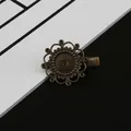 Support barrette à cheveux bronze vintage avec motif fleur ajouré pour bijoux DIY - Pince Bec de Canard Tournesol Bronze Antique 12mm / 1pc/paquet