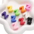 Perles alphabet Z colorées en acrylique pour bijoux DIY et accessoires de sac - Largeur 14-21mm Hauteur 20-21mm Trou 5mm 500g/Paquet / Lettre Z Couleurs Mélangées Aléatoires (Environ 146 pcs)