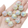 Cuentas redondas de acrílico de 16mm con relieves 3D para joyería artesanal DIY - Aprox. 16mm Agujero Aprox. 2.5mm / Azul