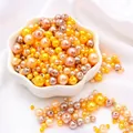 Perles d'imitation ABS tons chauds or et bronze pour création de bijoux DIY - 10g/Sac (Env. 150 Pcs) / Années Dorées