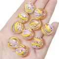 Cuenta de acrílico colorida de 16mm para joyas DIY con espirales púrpuras e irisadas - Aprox. 16mm Agujero Aprox. 2.5mm / Transparente
