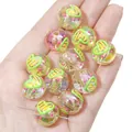 Cuentas redondas de acrílico irisado de 16mm con motivos de corazón para joyería DIY - Aprox. 16mm Agujero Aprox. 2.5mm / Verde Transparente