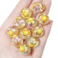 Cuentas de acrílico transparente de 16mm con estrellas y flores de colores para joyería - Aprox. 16mm Agujero Aprox. 2.5mm / Naranja Transparente