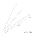 Three pieces of 100mm x 0.3mm silver metal open eye beading needles for DIY jewelry making - Medium Size