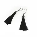 Pair of sleek black polyester tassels with gold thread accent for DIY craft projects - Total length approx 15cm (Cord approx 6cm, Tassel approx 9cm) / 10 Pieces Pack / Black